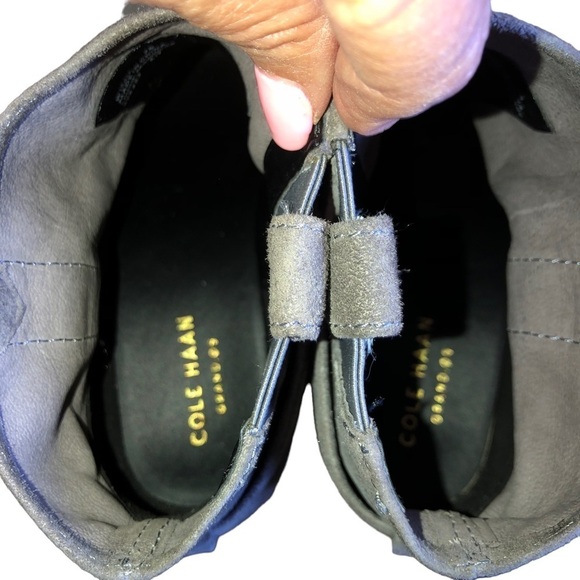 Cole Haan Jensynn Grey Suede Wrapped Buckle Booties Chunky Heel 7 - Picture 7 of 11